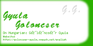 gyula goloncser business card